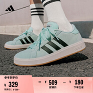 adidas「面包鞋」GRAND COURT BASE 00s休閑低幫板鞋男女阿迪達斯   薄荷綠/黑色/漢玉白   40.5