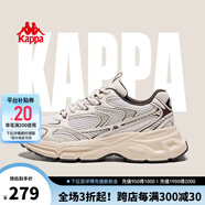 KAPPA卡帕男鞋網(wǎng)面運(yùn)動(dòng)鞋男夏季新款網(wǎng)鞋透氣休閑老爹鞋子男薄款跑步鞋 月灰色/棕色 35