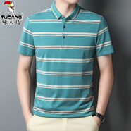啄木鳥(niǎo)（TUCANO）短袖T恤男士商務(wù)中老年夏季純棉速干清涼POLO衫短袖T恤螺紋翻領(lǐng)裝 蘭綠【收藏加購優(yōu)先發(fā)貨】 XL 【120-135斤】