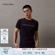 Calvin Klein Jeans夏季男女情侶中性年輕ck多色印花透氣修身短袖T恤J320931 CHW-深邃藍 L （推薦145-160斤）