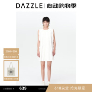 DAZZLE地素?zé)o袖連衣裙春夏裝新款通勤立體剪裁褶皺無袖裙子女 漂白色 XS