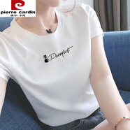 皮爾卡丹（pierre cardin）短袖女2025款t恤女寬松上衣女士韓版簡約體恤女百搭衣服 白色【貓咪】 S 碼【建議80-95斤】