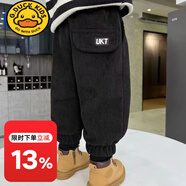 G.DUCKKIDS男童加絨加厚褲子冬季保暖兒童休閑褲外穿夾棉燈芯絨棉褲洋氣 黑色 加絨加厚 110 建議身高105厘米左右