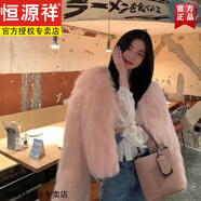 恒源祥2025秋冬新款海寧皮草外套女環(huán)保狐貍毛加厚毛毛大衣顯瘦小個(gè)子 粉色 XL 建議126-140斤