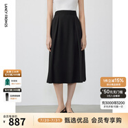 朗姿【尖貨補單】法式復(fù)古赫本風(fēng)黑色半身裙女新款傘裙高腰顯瘦a字裙 黑色2 M