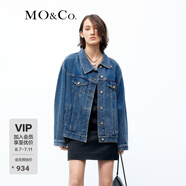 MO&Co.【土耳其棉】寬松落肩廓形斜門襟牛仔外套設計感小眾摩安珂 牛仔藍色-第2批 M 165