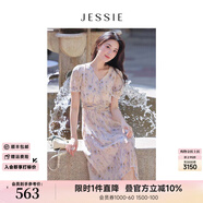 JESSIE【博主同款x花影】JESSIE法式氣質(zhì)連衣裙夏季優(yōu)雅精致修身碎花裙 花色 S