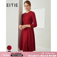 愛(ài)特愛(ài)（EITIE）秋季新款商場(chǎng)同款純色圓領(lǐng)不對稱(chēng)高級感時(shí)尚七分袖連衣裙6407111 紅蔓61 M 160