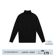 BODYDREAM含羊毛中性風(fēng)高領(lǐng)毛衣男冬季貼身打底毛線(xiàn)衣黑色針織衫 黑色 M