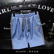 薩拉維夫（Sllavif）品牌運(yùn)動(dòng)休閑短褲男夏款2025新款中青年高級(jí)感五分褲子痞帥直筒藍(lán)色3XL