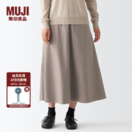 無印良品 MUJI  女式 彈力 起毛 喇叭裙 半身長裙秋冬季 簡約風BEK40C2A 棕色 XS