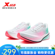 特步（XTEP）2025年夏大眾功能跑系列跑鞋女 經(jīng)典白/熒光櫻粉/澈青藍 35
