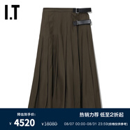 JIL SANDER IT 女裝半身裙復(fù)古摩登飾絆帶百褶裙傘裙350856XG GRD/棕綠色 32