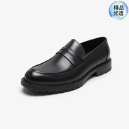 萊爾斯丹（le saunda）商務(wù)低幫圓頭休閑男鞋樂(lè )福鞋4TM61402 黑色 BKL 40