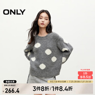 ONLY秋冬甜美百搭休閑波點圓領含羊毛針織衫女|124313032 G12 中花灰色 XL (175) 92A