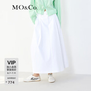 MO&Co.中高腰長(zhǎng)款壓褶寬松A字半身裙傘裙(附腰帶)設(shè)計(jì)感裙子摩安珂 本白色 S 160