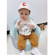 G.DUCK KIDS小黃鴨男童春裝套裝洋氣2025新款嬰兒寶寶春秋季長袖衛(wèi)衣韓版兩件 米白色 正太小熊春秋兩件套 80 6-12個月