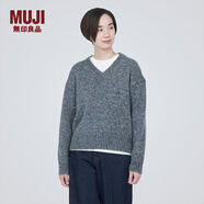 無印良品（MUJI） 女式 羊毛混紡 V領(lǐng)毛衣 長袖針織衫 女裝 上衣 BA1O0A3A 炭灰色 S （155/80A）
