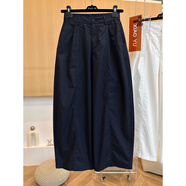 藏青色闊腿褲女夏季新款大碼梨形身材小個(gè)子顯瘦百搭九分休閑褲 藏青色 S 【80-90斤】