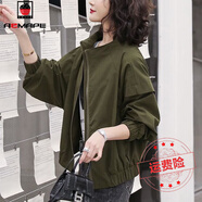 AEMAPE外套女2025春秋新款 短韓版百搭時(shí)尚洋氣休閑寬 軍綠色 L _建議105-115斤左右