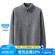 Basic House/百家好純綿羊毛針織衫女秋冬高領(lǐng)拉鏈套頭毛衣保暖時(shí)尚新款名媛 鈦金灰 均碼