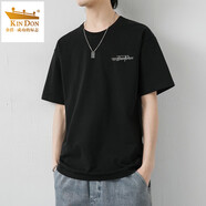 金盾（KIN DON）夏季薄款短袖t恤男士寬松百搭潮流新款純棉白色休閑體恤 2017黑色 M 碼