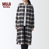 無印良品 MUJI 女式 新疆棉法蘭絨 立領(lǐng)連衣裙 BCL24C0A 灰色X格子 XS-S