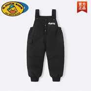 G.DUCKKIDS童裝官網(wǎng)上新 兒童褲子寶寶背帶褲加絨加厚2022新款嬰兒衣服連體 黑色 80 cm