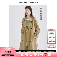 VEGA CHANG風(fēng)衣女中長款2025春秋季新款韓版收腰經(jīng)典時尚外套ins潮 鷺茶色 S