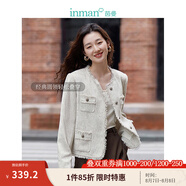 茵曼（INMAN）法式小香風短外套2025秋冬女新款長袖洋氣小個子休閑夾克上衣 秋云白 M