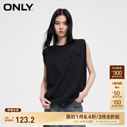 ONLYONLY夏季時尚簡約圓領(lǐng)刺繡寬松背心無袖T恤女|124101084 H1Z 黑色 M 165/84A