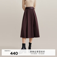 伊芙麗氣質(zhì)通勤赫本風(fēng)顯瘦A字大裙擺傘裙女2023秋冬新款半身裙女 深咖啡 155/60A/S
