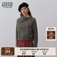 Teenie Weenie小熊女裝時尚簡約毛衣冬季不對稱翻領(lǐng)金扣斜開襟上衣 灰色 XS 155