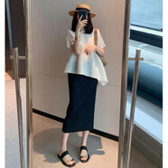 日本三宅一生褶皺上衣不規則短袖上衣夏百褶寬松中長(cháng)款圓領(lǐng)顯瘦 米色短袖上衣 日本三宅一生 2XL 日本三宅一生