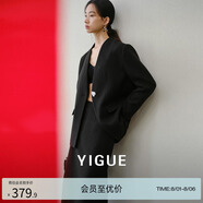 亦谷亦谷西裝外套2025春女裝V領(lǐng)墊肩百搭保暖上衣小個子寬松商務(wù)通勤 黑色 L