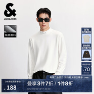杰克·瓊斯（JACK&JONES）25年男裝秋季半高領(lǐng)舒適德絨打底衫男長袖T恤內(nèi)搭休閑高彈上衣 A06 本白色 M 175
