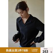 獨(dú)束大碼女裝改良式復(fù)古V領(lǐng)寬松衛(wèi)衣女秋冬新款胖mm顯瘦百搭上衣 活性黑(dy) M