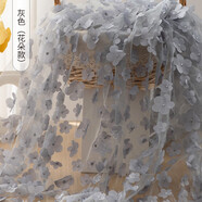 柔軟透明繡花布料繡花網(wǎng)紗點(diǎn)點(diǎn)蕾絲軟網(wǎng)眼紗布料中圓點(diǎn)透視網(wǎng)紗連 灰色(花朵款)/一米價(jià)