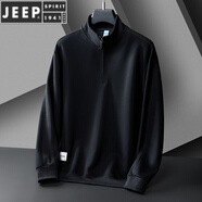 JEEP SPIRIT潮牌中年男衛(wèi)衣寬松休閑運(yùn)動連帽春秋拉鏈夾克外套簡約新款 026黑色 套頭 M