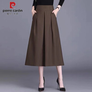 皮爾卡丹（PIERRE CARDIN）a字裙半身裙女中長(cháng)款春秋季新款長(cháng)裙顯瘦洋氣休閑大擺西裝裙子 咖啡色 M 建議90-105斤