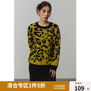 獨(dú)束大碼女裝活力豹紋圓領(lǐng)套頭毛衣女冬季新款胖mm打底上衣22DS4479 豹紋 L