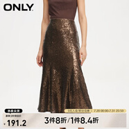 ONLYONLY夏季時(shí)尚亮片魚尾裙擺高腰包臀裙半身裙女|12411G001 E09 利口褐色 M 165/68A