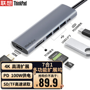 ThinkPad聯(lián)想 Type-C擴(kuò)展塢 USB-C轉(zhuǎn)HDMI轉(zhuǎn)接頭 RJ45千兆網(wǎng)口 PD快充 SD/TF卡 蘋果華為筆記本拓展塢LC07-H