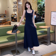 藝璽酩（YIXIMING）藍(lán)色無袖背心吊帶連衣裙子女裝夏季2025新款海邊度假法式氣質(zhì)長裙 藍(lán)色 S 碼【80-100斤】
