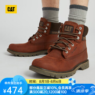 CAT卡特馬丁靴男士工裝鞋牛皮鞋面防潑水戶外高幫短靴P110501L3BDC43 棕紅 42