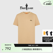 比音勒芬（Biemlfdlkk）【安心品質(zhì)冰舒棉】2025夏新款男士上衣親膚休閑運(yùn)動(dòng)圓領(lǐng)短袖T恤 60卡其 2XL （115）