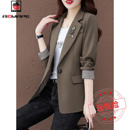 AEMAPE休閑小西裝外套女士春裝2025新款西服時尚秋冬款氣質(zhì)風(fēng)衣上衣 咖色 2XL 125-135斤