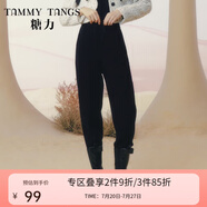 糖力【商場(chǎng)同款】冬季新款黑色高腰顯瘦休閑褲女直筒針織長(zhǎng)褲 黑色 M