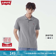 Levi's李維斯情侶同款美式復(fù)古潮流休閑商務(wù)寬松翻領(lǐng)短袖polo衫 灰色0002 XL
