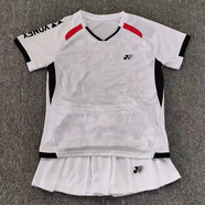 2025新款羽毛球服男女速干透氣短袖上衣比賽訓(xùn)練運動服定制印字 白色+白裙（女） XL